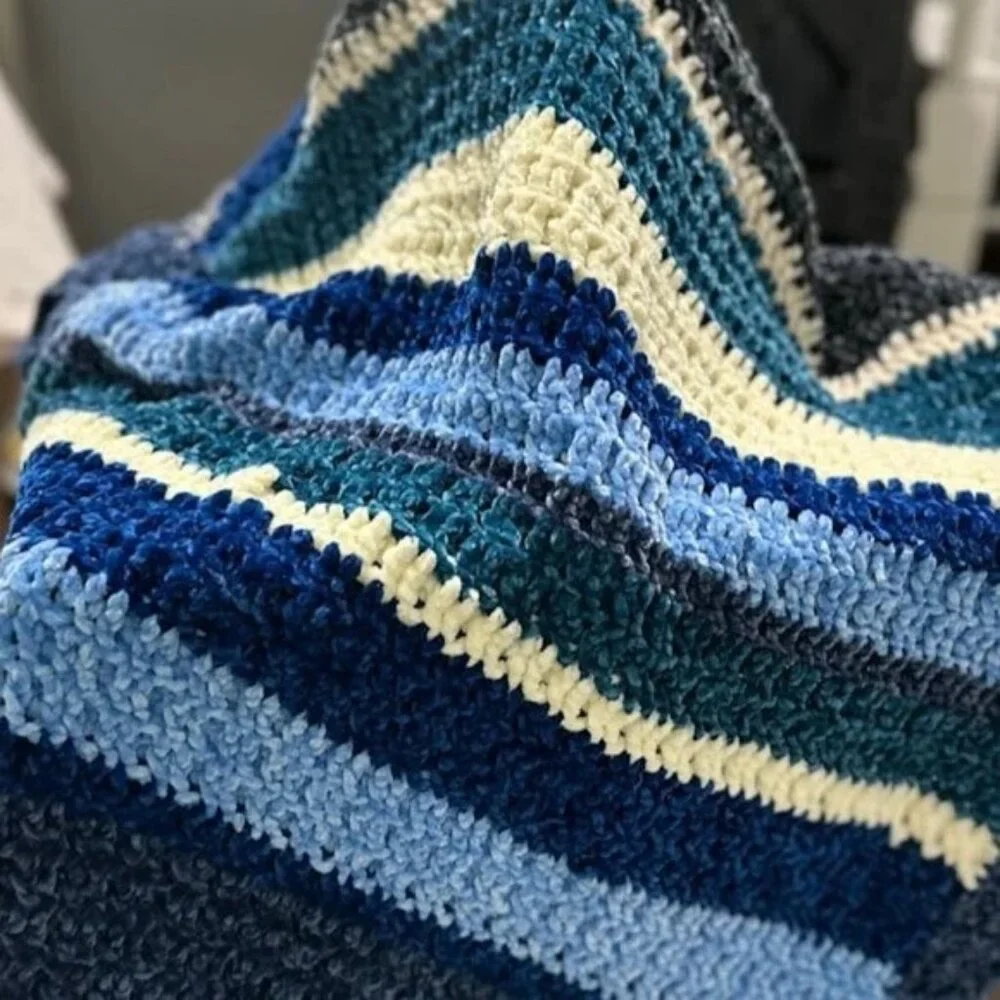 Handmade Crochet Blanket Soft Pleasant to the body in Pastel Colors Knitted